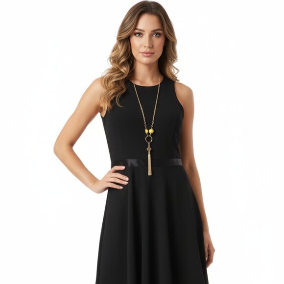 Calvin Klein Designer High-Neck Fit & Flare Asymmetrical Hem Cocktail Dress Sz 8 - Picture 4 of 11